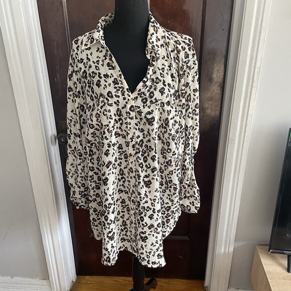 Maurices NEW NWT Leopard Print Button Front Blouse Plus Size 3X - Picture 2 of 5